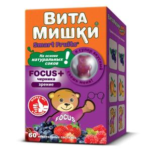 ВитаМишки Smart Fruits Focus+ черника пастилки жевательные массой 2500мг №60