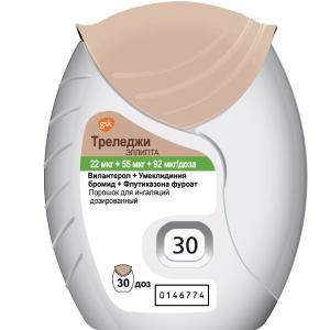 Треледжи Эллипта порошок для ингаляций дозированный 22мкг+55мкг+92мкг/доза 30доз