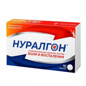 Нуралгон таблетки покрытые плёночной оболочкой 400мг+325мг №10