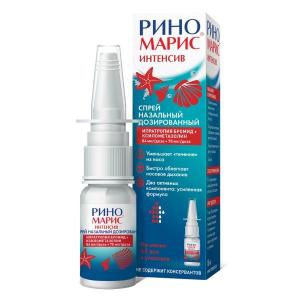 Риномарис Интенсив спрей назальный дозированный 84мкг/доза+70мкг/доза флакон 85доз (15мл)