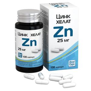 Цинк хелат Zn 25мг капсулы массой 326мг №100