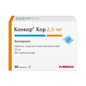 Конкор Кор таблетки покрытые плёночной оболочкой 2.5мг №60