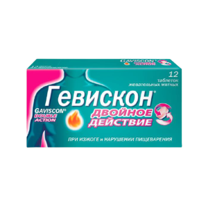 Гевискон Двойное Действие таблетки жевательные мятные №12