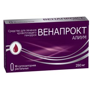 Венапрокт Алиум суппозитории ректальные 250мг №10