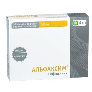 Альфаксим таблетки покрытые пленочной оболочкой 200мг №20