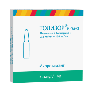 Толизор инъект раствор для внутривенного и внутримышечного введения 2,5мг/мл+100мг/мл ампулы 1мл №5
