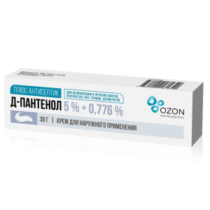 Д-пантенол плюс антисептик крем для наружного применения 5%+0.776% туба 30г