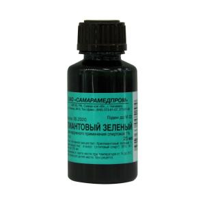 Бриллиантовый зеленый раствор для наружного применения спиртовой 1% флакон пэт 25мл (отпуск 10фл)