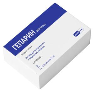 Гепарин раствор для внутривенного и подкожного введения 5000МЕ/мл флаконы 5мл №5 