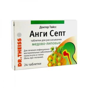 Доктор Тайсс Анги Септ таблетки для рассасывания медово-липовые №24