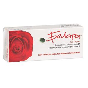 Белара таблетки покрытые плёночной оболочкой 2мг+0,03мг №21х3